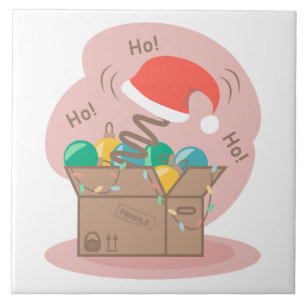 Boxbox mit Weihnachtsdekoration und Weihnachtsmann Fliese