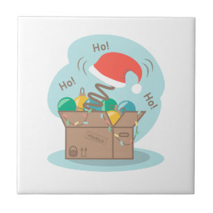 Boxbox mit Weihnachtsdekoration und Weihnachtsmann Fliese