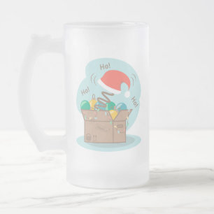 Boxbox mit Weihnachtsdekoration und Weihnachtsmann Mattglas Bierglas