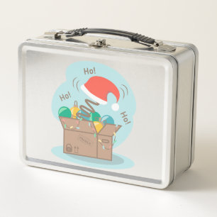 Boxbox mit Weihnachtsdekoration und Weihnachtsmann Metall Brotdose