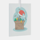 Boxbox mit Weihnachtsdekoration und Weihnachtsmann Ornament Aus Glas (Vorderseite Rechts)