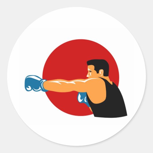 Boxboxer-Kämpfer-Kämpfer-Kämpfer-Klopfen Runder Aufkleber (Vorderseite)