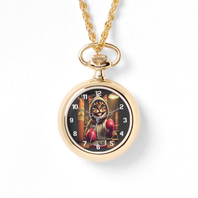 Boxchamp? - Katze mit Boxhandschuhen Armbanduhr (Vorderseite)