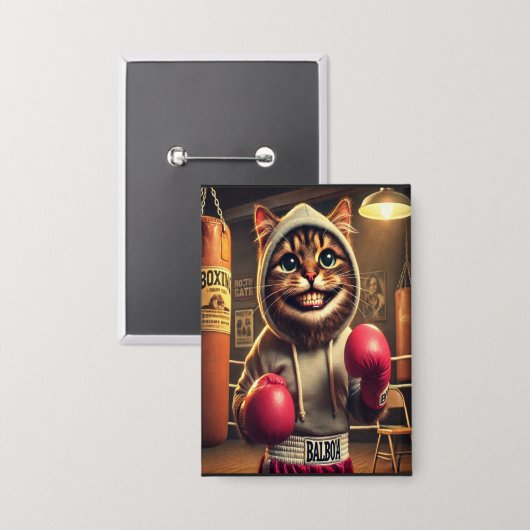 Boxchamp? - Katze mit Boxhandschuhen Button (Vorderseite/Rückseite)