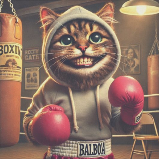 "Boxchamp? - Katze mit Boxklumpen Aufkleber (Vorderseite)