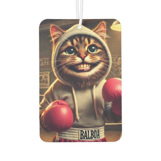 "Boxchamp? - Katze mit Boxklumpen Autolufterfrischer (Rückseite)