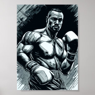 Boxchampion im Vintage-Stil Fighter Martial Arts Poster