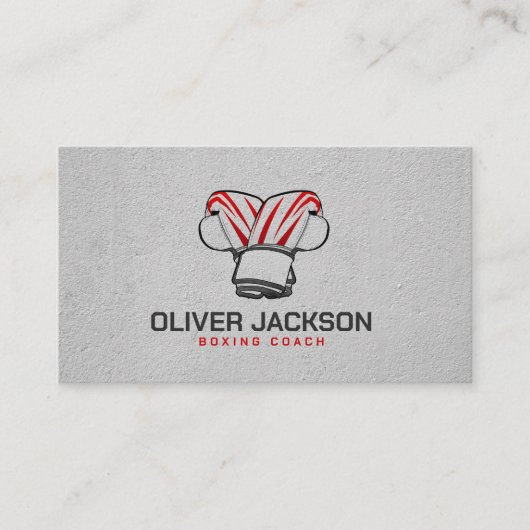 Boxcoach, grau und rot, Handschuhe Visitenkarte (Vorderseite)