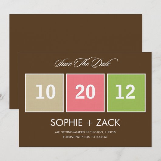 Boxed Calendar Save the Date Anuncements (Brown) (Vorne/Hinten)