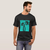 Boxed Double Palm Tree Synthwave ästhetisches Retr T-Shirt (Vorne ganz)