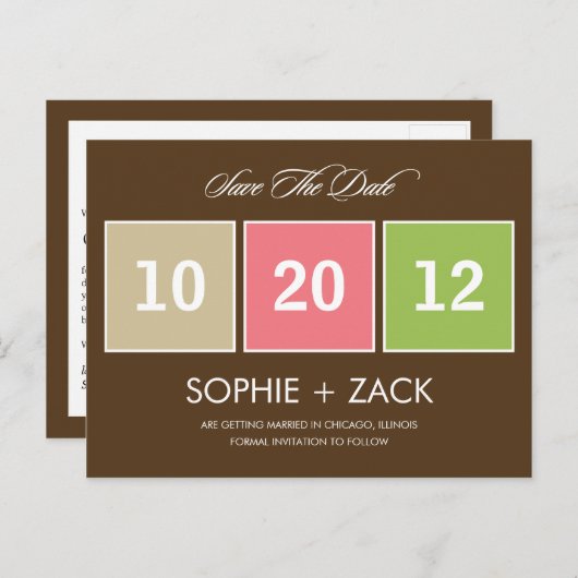 Boxed Kalender Save the Date Postkarte (braun) (Vorne/Hinten)