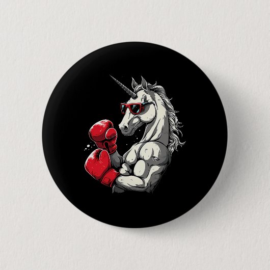 Boxeinhorn mit Boxhandschuhen Kickboxen Niedlich Button (Vorderseite)