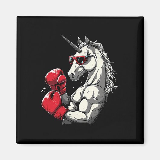 Boxeinhorn mit Boxhandschuhen Kickboxen Niedlich Magnet (Vorne)