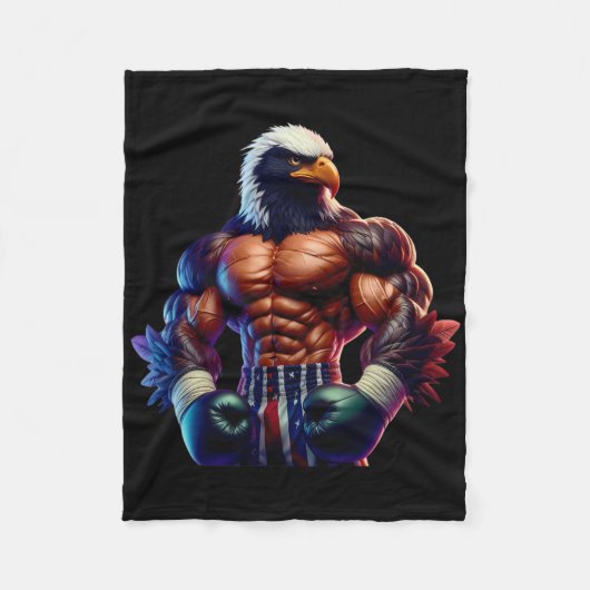 Boxen Blackhawk Boxer Kickboxer MMA Kämpfer Comba Fleecedecke (Vorderseite)