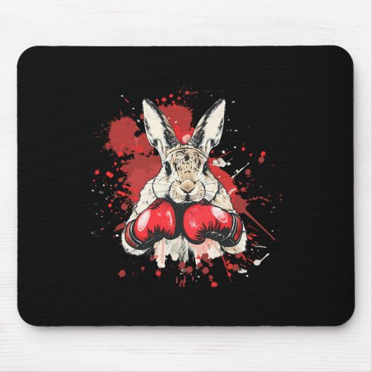 Boxen Bunny mit Boxhandschuhen Kickboxen Lustig B Mousepad (Vorne)