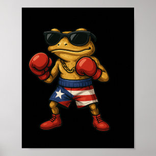 Boxen Coqui Puerto Rico Flag Sungles Boricua Spaß Poster