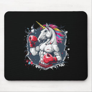 Boxen Einhorn mit Boxhandschuhen Kikboxen Funny Mousepad