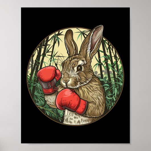 Boxen Hasen Boxhandschuhe Kickboxen Lustiger Boxer Poster (Vorne)