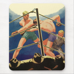 Boxen im Vintage-Sport, Boxer während eines Kampfe Mousepad