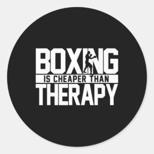 Boxen ist billiger als Therapie Kickboxen Zitat S  Runder Aufkleber