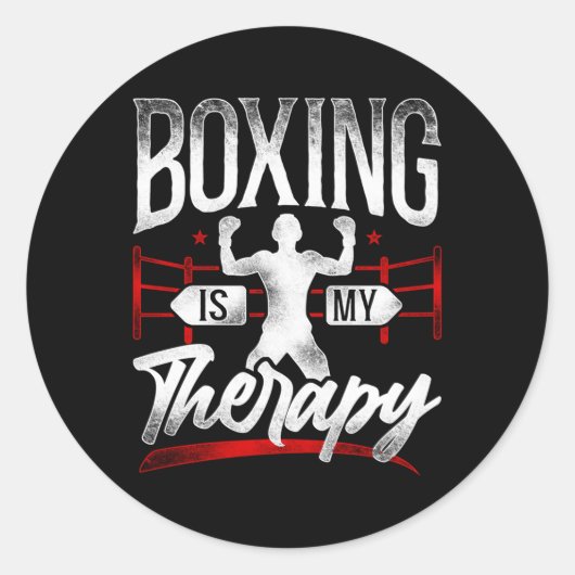 Boxen ist meine Therapie Runder Aufkleber (Vorderseite)
