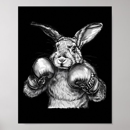 Boxen Kaninchen Boxhandschuhe Kickboxen Lustiger B Poster (Vorne)