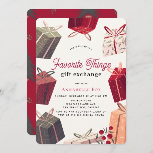 Boxen Lieblings-Dinge Geschenke Exchange Urlaub Einladung (Vorne/Hinten)