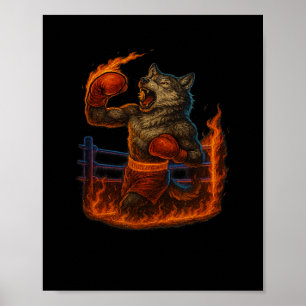 Boxen Lover Wolf Mixed Martial Arts Fighter Werewo Poster