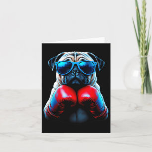 Boxen Mops Dog Kickboxing Cool Karte
