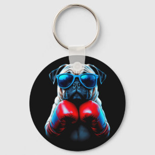 Boxen Mops Dog Kickboxing Cool Schlüsselanhänger