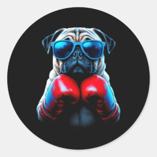Boxen Pug Hund Kickboxen Cool Runder Aufkleber