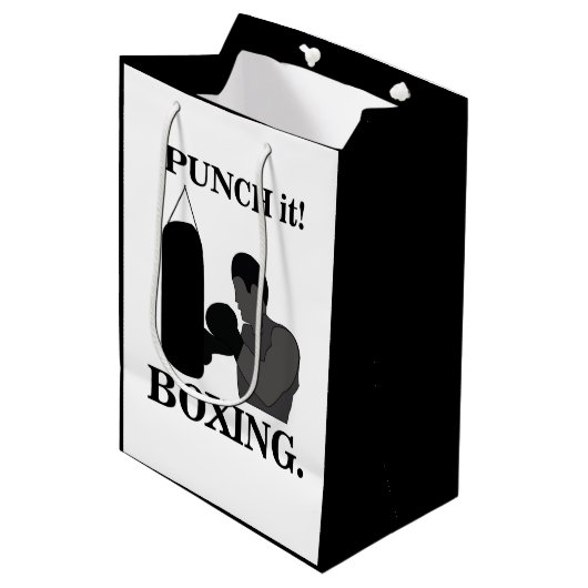 Boxen Sport Punch It Boxing Mittlere Geschenktüte (Vorderseite Schrägansicht)