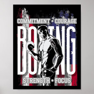 Boxen Verpflichtung Mut Stärke Fokus Poster