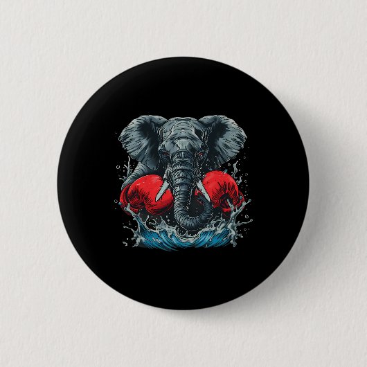 Boxender Elefant mit Boxhandschuhen Kickboxen Funn Button (Vorderseite)
