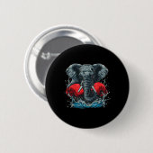 Boxender Elefant mit Boxhandschuhen Kickboxen Funn Button (Vorne & Hinten)
