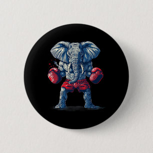 Boxender Elefant mit Boxhandschuhen Kickboxen Lust Button