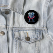 Boxender Elefant mit Boxhandschuhen Kickboxen Lust Button (Beispiel)