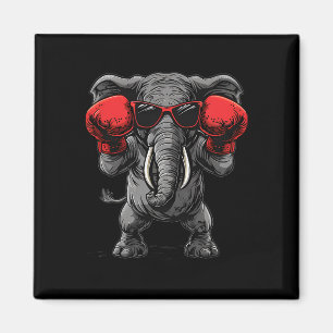 Boxender Elefant mit Boxhandschuhen Kickboxen Lust Magnet