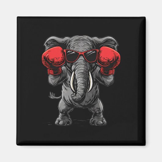 Boxender Elefant mit Boxhandschuhen Kickboxen Lust Magnet (Vorne)