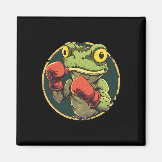 Boxender Frosch mit Boxhandschuhen Kickboxen Lusti Magnet (Vorne)