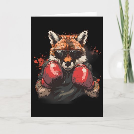 Boxender Fuchs mit Boxhandschuhen Kickboxen Lustig Karte (Vorderseite)