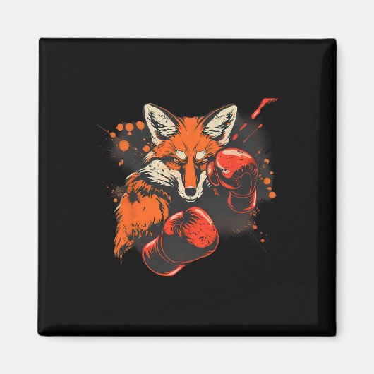 Boxender Fuchs mit Boxhandschuhen Kickboxen Lustig Magnet (Vorne)