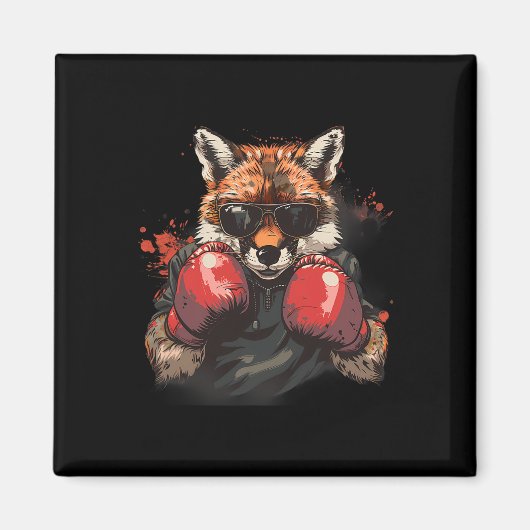 Boxender Fuchs mit Boxhandschuhen Kickboxen Lustig Magnet (Vorne)
