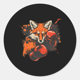 Boxender Fuchs mit Boxhandschuhen Kickboxen Lustig Runder Aufkleber