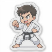 Boxender Karate-Schüler Aufkleber (Vorderseite)