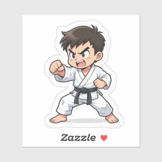 Boxender Karate-Schüler Aufkleber (Blatt)