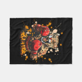 Boxender Leopard mit Boxhandschuhen Kickboxen Lust Fleecedecke (Vorderseite (Horizontal))
