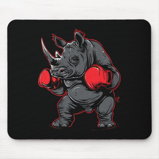 Boxender Nashorn Mit Boxhandschuhen Kickboxen Lust Mousepad (Vorne)