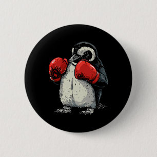Boxender Pinguin mit Boxhandschuhen Kickboxen Lust Button