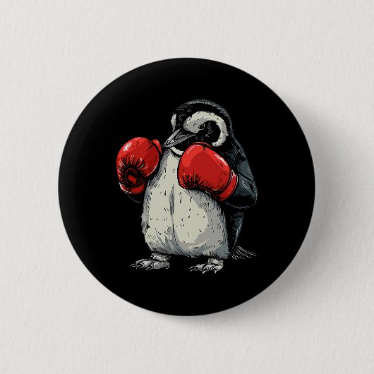 Boxender Pinguin mit Boxhandschuhen Kickboxen Lust Button (Vorderseite)